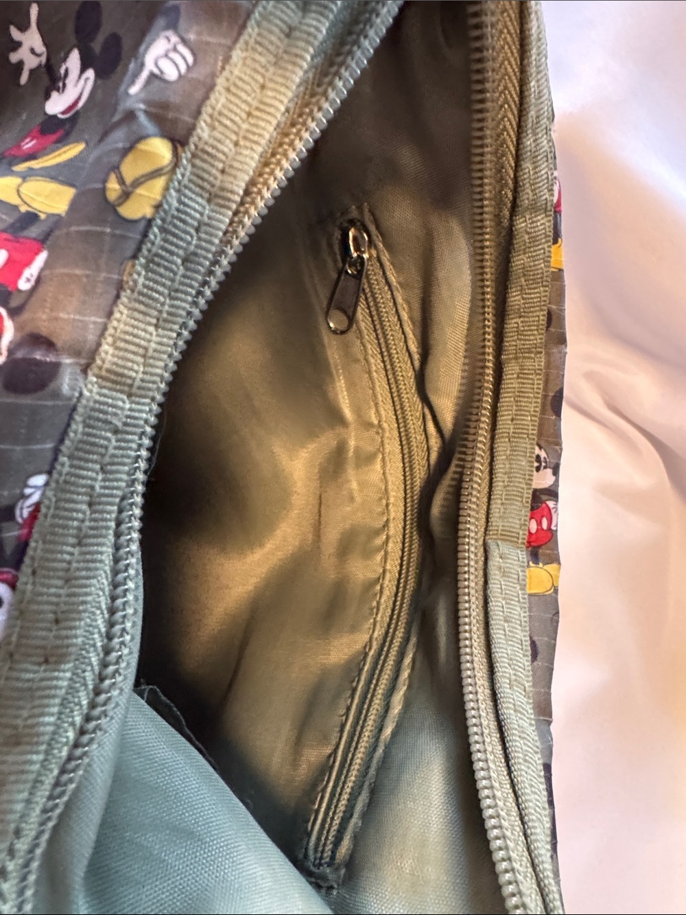 Mickey Mouse Print Shoulder Bag in Olive Green - Picture 4 of 6